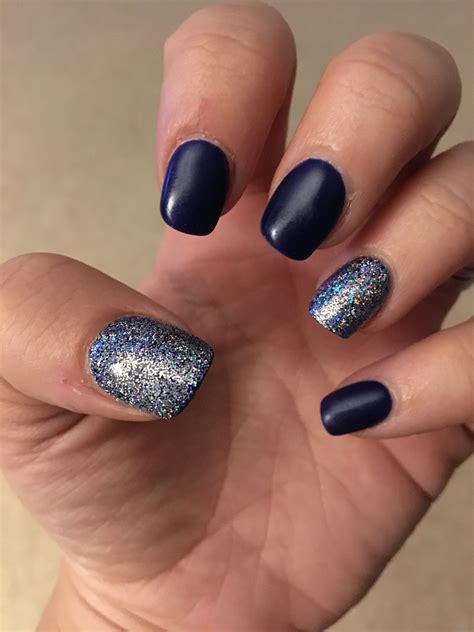 navy nails with glitter|More.